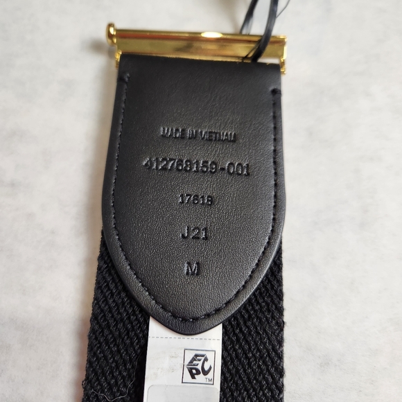 Size M Belt Interlock Stretch Belt Vegan leather Black Gold color RALPH LAUREN - Picture 6 of 13